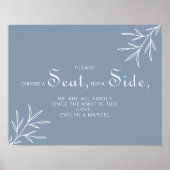 ダスティーブルーの席を選ぶ結婚式のポスター(左右の席を指定しない) ポスター (正面)
