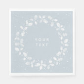 ダスティーブルーの手刷りホリーワレア クリスマス スタンダードランチョンナプキン (正面)