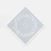 ダスティーブルーの手刷りホリーワレア クリスマス スタンダードランチョンナプキン (角)