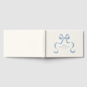 ダスティーブルーの手描きリボン付き ブライダルシャワー ゲストブック (全面)