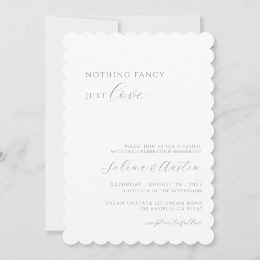 ダスティーブルーの手書き文字　愛だけを添えて 招待状 (正面)