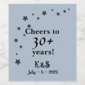 ダスティーブルーの星空の結婚式ラベル ワインラベル (シングルラベル)