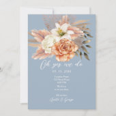 ダスティーブルーの桃の結婚式の招待状 招待状 (正面)