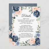 ダスティーブルーの桃色の幾何学的な結婚式の詳細 エンクロージャーカード (正面/裏面)