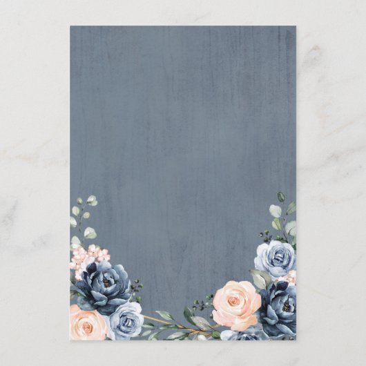 ダスティーブルーの桃色の幾何学的な結婚式の詳細 エンクロージャーカード (裏面)