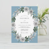 ダスティーブルーの植物幻想ウェディング 招待状 (スタンド正面)