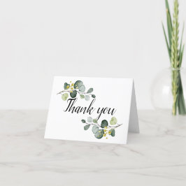 ダスティーブルーの水彩ユーカリ サンキューカード