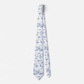 ダスティーブルーの水彩ユーカリ フラワーティー ネクタイ (正面)