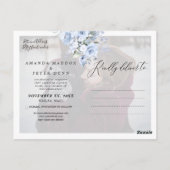 ダスティーブルーの水彩ローズ Save the Date ポストカード (裏面)