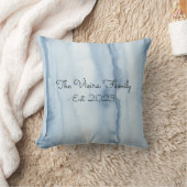 ダスティーブルーの水彩画のリビングルームインテリア クッション (ブランケット)