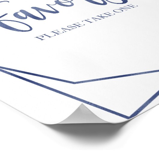 ダスティーブルーの水彩花イラストのギフトサイン ポスター (角)