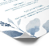 ダスティーブルーの水彩花イラスト ウェディング バーメニュー サイン (角)