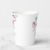 ダスティーブルーの水彩花エレガントパーティーシャワー 紙コップ (左)