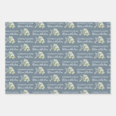 ダスティーブルーの水彩花柄ラッピングペーパーシート ラッピングペーパーシート (正面3)