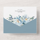 ダスティーブルーの水彩花柄 オールインワン招待状 (裏面)
