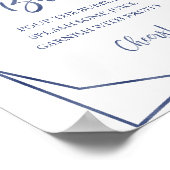 ダスティーブルーの水彩花模様のミモザ バー サイン (角)