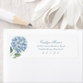 ダスティーブルーの水彩花紋 crest 返信住所ラベル ラベル (インサイチュ)