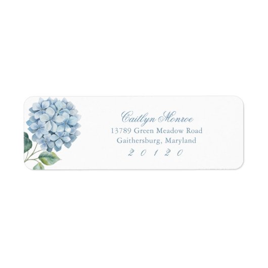 ダスティーブルーの水彩花紋 crest 返信住所ラベル ラベル (正面)