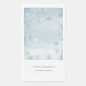 ダスティーブルーの水彩雪の花ゲストタオル (正面)