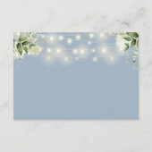 ダスティーブルーの糸のランタンと花の結婚式の披露宴 エンクロージャーカード (裏面)
