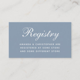 ダスティーブルーの結婚式レジストリー シンプルなカリグラフィー エンクロージャーカード