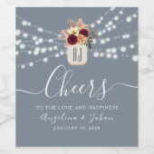 ダスティーブルーの結婚式ワインボトルラベル お祝い ワインラベル (シングルラベル)