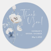 ダスティーブルーの結婚式前お祝い感謝ギフト ラウンドシール (正面)