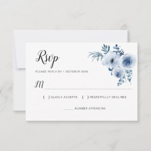 ダスティーブルーの結婚式 フラワー RSVP カード