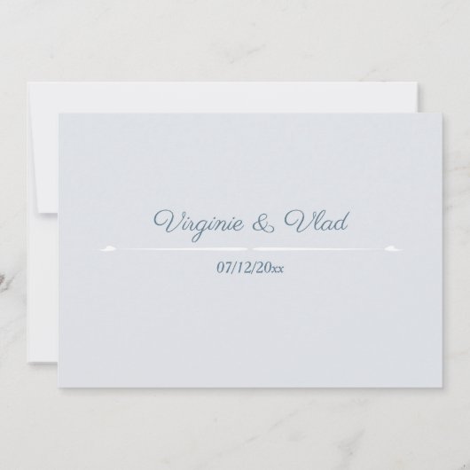 ダスティーブルーの結婚式 Save The Date 招待状 (裏面)