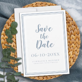 ダスティーブルーの結婚式Save The Date シンプルモダン