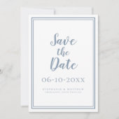 ダスティーブルーの結婚式Save The Date シンプルモダン (正面)