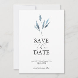 ダスティーブルーの結婚発表 水彩の葉 セーブザデート