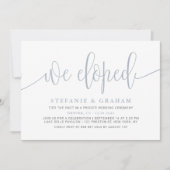 ダスティーブルーの美しいカリグラフィー結婚式の秘密の結婚 招待状 (正面)