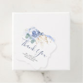 ダスティーブルーの花とゴールドのグリーンがおしゃれなお礼のタグ フェイバータグ (インサイチュ)