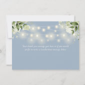 ダスティーブルーの花と緑のストリングライト サンキューカード (裏面)