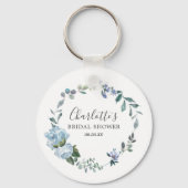 ダスティーブルーの花のウェディングシャワーのお土産 キーホルダー (正面)