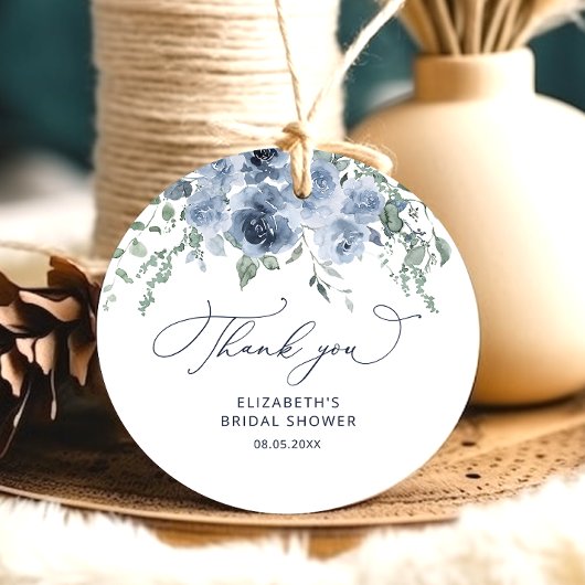 ダスティーブルーの花のウェディングシャワーフェイバータグ フェイバータグ