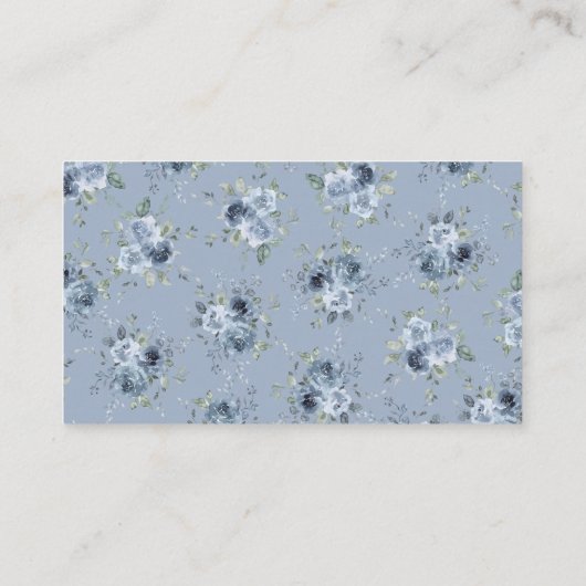 ダスティーブルーの花のウェディングシャワーレシピリクエスト封筒 エンクロージャーカード (裏面)