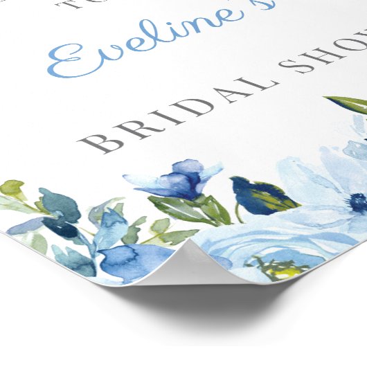 ダスティーブルーの花のウェルカムサイン 8x10 ポスター (角)