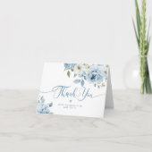 ダスティーブルーの花のエレガントなブライダルシャワーの感謝 サンキューカード (正面)