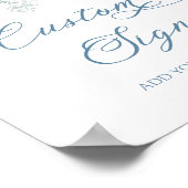 ダスティーブルーの花のカスタム ブライダルシャワー ポスター (角)