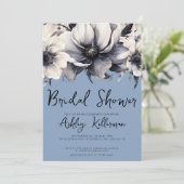 ダスティーブルーの花のブライズシャワー 招待状 (スタンド正面)