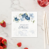 ダスティーブルーの花のブライダルシャワーペーパー スタンダードカクテルナプキン (インサイチュ)