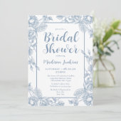 ダスティーブルーの花のブライダルシャワー 招待状 (スタンド正面)