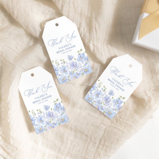 ダスティーブルーの花のプリンセスシャワー ギフトタグ