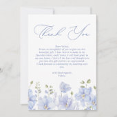 ダスティーブルーの花のプリンセスシャワー サンキューカード (正面)