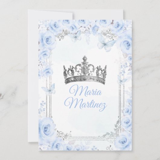 ダスティーブルーの花のプリンセス ミス キンセ 15歳 招待状 (裏面)