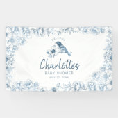 ダスティーブルーの花のベイビーシャワーのお出迎えバナー 横断幕 (横)