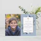 ダスティーブルーの花の写真 ファーストホーリーコミューン サンキューカード (スタンド正面)