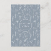 ダスティーブルーの花の冠の結婚式の詳細カード エンクロージャーカード (裏面)
